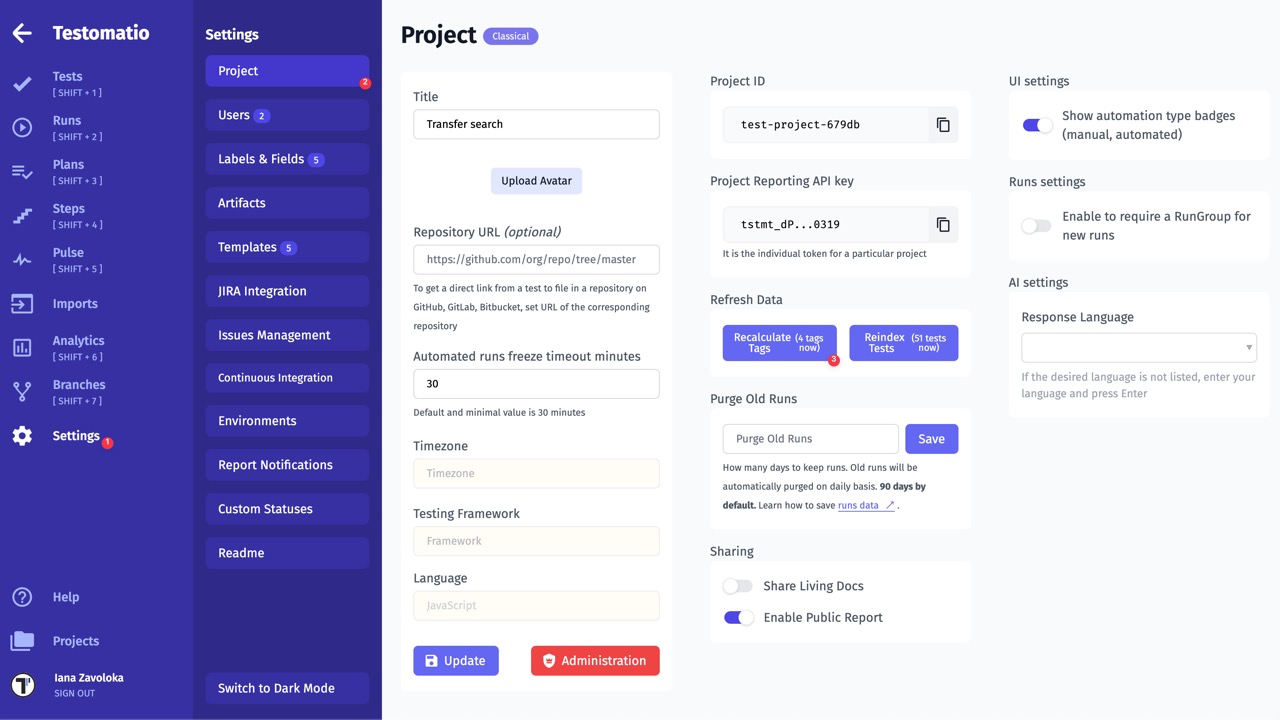 Testomatio - Recalculate Tags
